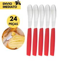 24 Espátulas p/ Manteiga , Geléia Patês de Inox com Cabo Vermelho Ideal p/ Cafés e Petiscos, Restaur 24 Espátulas p/ Manteiga , Geléia Patês de Inox com Cabo Vermelho Ideal p/ Cafés e Petiscos, Restaur