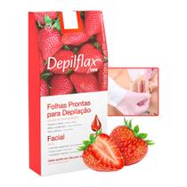 24 Folhas Pronta Cera Depilatória Facial Morango Depilflax