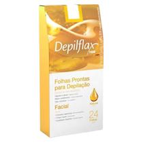 24 Folhas Prontas Cera Depilatória Depilação Facial Depilflax Natural