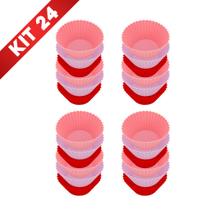 24 Forminhas Cupcake Mini para Docinhos Silicone Bolo Redonda Air Fryer Antiaderente Tortinha Muffin - MOKFA IMPORT