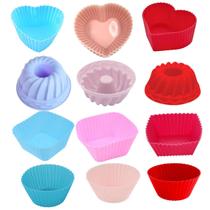 24 Forminhas de Silicone Antiaderente Cupcake Bolo Pudim Mini Forma Muffin Petit Gateau Cozinha - Assadeira