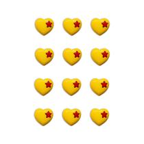 24 Imãs Coração Estrelado 3D Premium Geladeira - Amarelo