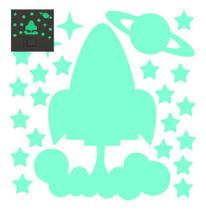 24 Img Adesivos Brilha no Escuro Fosforescentes Foguete, Estrelas Interruptor - Decoração Quarto Infantil