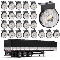 24 Lanterna Lateral Carreta LED Cristal 65mm C/ Sup e Conec.