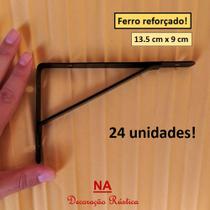 24 Mão francesa pequena preta cantoneira para prateleira 13,5 cm