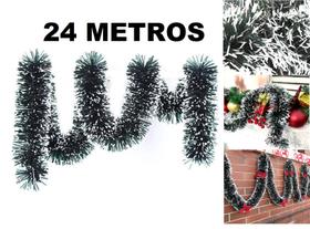 24 Metros Festão Verde Decoração Nevado Enfeite Arvore Natal