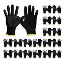 24 Pares Luvas de Segurança Multitato PU Emborrachado Preto 24 Pares Luvas de Segurança Multitato PU Emborrachado Preto