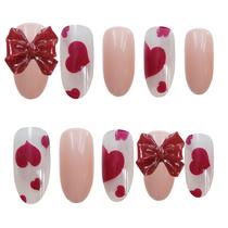 24 pçs amor coração impresso prego patch cola tipo removível longo parágrafo moda manicure salvar