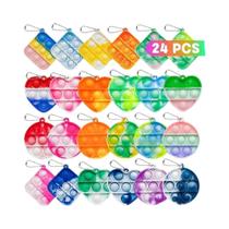 24 Peças Chaveiro Pop Fidget Brinquedos 3 Formas Alívio Do Estresse Sensorial Fidgets Para Meninas