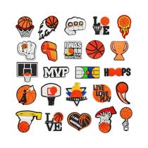 24 Peças De Acessórios Para Crocs Com Tema De Basquete, Charms Para Sandálias PVC, Presente De