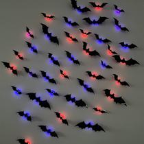 24 peças de adesivos de parede LED de Halloween 3D Bats Deco