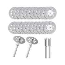 24 Peças De Discos De Corte Diamante De 22mm Com 4 Mandrils De 3mm Para Ferramentas Rotativas Dremel