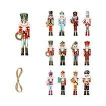 24 Peças De Enfeites De Madeira Soldado Quebra-Nozes De Natal Para Decoração De Árvore De Natal E 24 Peças De Enfeites De Madeira Soldado Quebra-Nozes De Natal Para Decoração De Árvore De Natal E