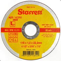 24 Peças Disco De Corte 4.1 2 X 1mm Starrett Abrasivo 115mm Aço Inox Metal Ferro Fino Cor Amarelo 4.1 2 Polegadas