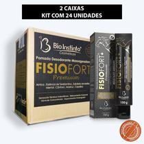 24 Pomadas Desodorante Massageadora Fisiofort Premium Preta 150g (Nova Embalagem) -Bio Instinto