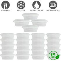 24 Pote 500ml Retangular Almoço Trabalho Refeições Marmita Fitness Reutilizavel Microondas Freezer