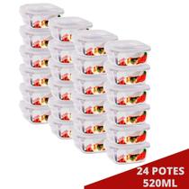 24 Pote de Vidro Hermetico Quadradao 520ML Marmita Forno Airfryer