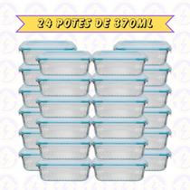 24 Pote Hermético Retangular Canelado 370ML Cor Sortida Marmita