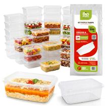 24 Potes 500 Ml Marmitas Descartáveis Transparentes Para Freezer E Micro-ondas 24 Potes 500 Ml Marmitas Descartáveis Transparentes Para Freezer E Micro-ondas