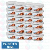 24 Potes de Vidro Redondo 620ML Marmita 4 Travas Casa Cozinha