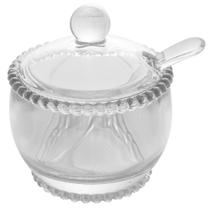 24 Potes para Açúcar 200ml Wolff Vidro Cristal Açucareiros Colher para Servir Restaurantes Hotéis