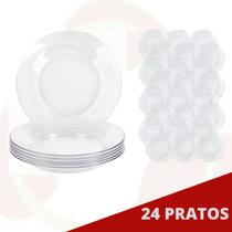 24 Prato Astral Fundo 22CM Duralex Massas Refeição Salada