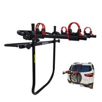 24 - Suporte para bike Transbike Estepe 2 bicicletas PRETO TIRA VERMELHA Carros Sedan Hatch