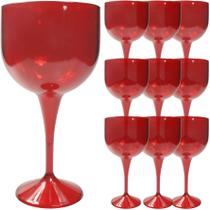 24 Taça Acrílico Gin Tônica Drink 500ml vermelha translúcida