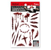 24 Tatuagem De Pele Temporária Machucados Festa Halloween