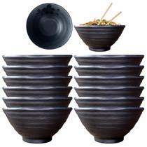 24 Tigelas Japonesa Bowl Oriental Melamina Cumbuca Preto 300ml