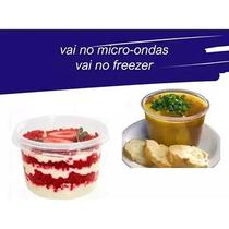 24 Un Pote Com Tampa 500ml Para Sopa, Bolo de Pote, Sobremesa