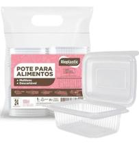 24 Un Pote Marmita Retangular 1000ML Descartável Fitness Fit Freezer Microondas - Rioplastic