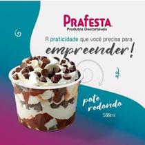 24 Un Pote Redondo Com Tampa 500ml Para Bolo de Pote, Sorvete