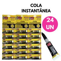 24 Un. Super Cola Instantânea 3g Ultra Rápida Cartela Transparente Adesivo Secagem Rápida Uso Geral