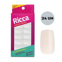24 Unhas Postiças Natural Quadrado Médio ABS 7 Dias Ricca
