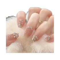 24 unidades de unhas curtas francesas pérola com 1 gelatinosa e 1 lima de unhas