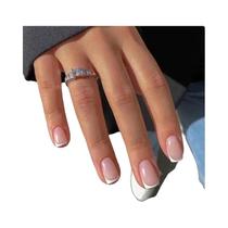 24 unidades de unhas minimalistas francesas curtas com 1 gelatinosa e 1 lima de unhas