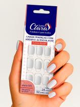 24 Unidades de Unhas Postiças Autocolante Linha Nude Cor Branco - Santa Clara