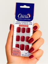 24 Unidades de Unhas Postiças Autocolante Linha Nude Cor Vinho - Santa Clara