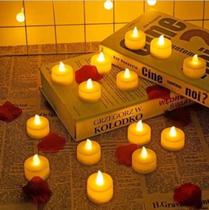 24 Velas Eletrônica Led Luz Amarela + 48 Baterias Inclusas -