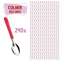 240 Colheres de Sopa Vermelho Aço Inox Plástico Luna Casa