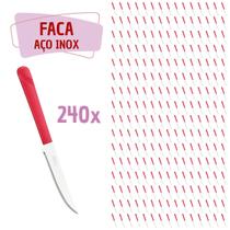 240 Facas Vermelho Aço Inox Plástico Luna Casa Almoço 240 Facas Vermelho Aço Inox Plástico Luna Casa Almoço