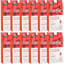 240 Folhas Prontas Depilação Corporal Depilflax Morango
