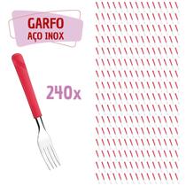 240 Garfos Vermelho Aço Inox Plástico Luna Casa Almoço - Taumer 240 Garfos Vermelho Aço Inox Plástico Luna Casa Almoço - Taumer