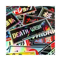 24PCS Adesivos De Vinil Laser Rainbow Oni Samurai JDM Para Carros De Corrida E Capacetes De