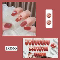 24pcs Bow Nail Patch Estilo Doce Cola Tipo Removível Longo Parágrafo