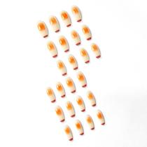 24pcs Coffin Nails Capa Completa Parágrafo Longo Laranja Halos Coloração Falso Unha