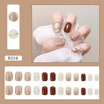 24pcs Curto Nude Press On Nails Bonito Halos Coloração Design Unhas Falsas Cobertura Total Artificial 24pcs Curto Nude Press On Nails Bonito Halos Coloração Design Unhas Falsas Cobertura Total Artificial