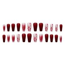 24pcs Long Press On Nails Estilo Doce Unhas Falsas Removível Vestível Padrão De Frutas Vermelhas Deor 24pcs Long Press On Nails Estilo Doce Unhas Falsas Removível Vestível Padrão De Frutas Vermelhas Deor