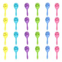 24pcs Smile Face Maracas Rattle Handbell Toy Instrument for Baby Music Learning Funny Sensory Toy Infant Noisemaker Gift - Multicolor